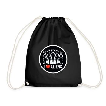 I Love Aliens Extraterrestrial UFO Fan - Drawstring Bag - black - Front