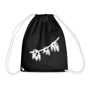 Niedliche Geistergirlande – Handgezeichnetes Halloween-Design - Turnbeutel - Schwarz - Vorne