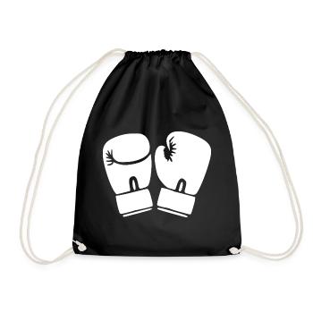 Boxhandschuhe weiß Symbol Kampfsport Geschenk - Turnbeutel - Schwarz - Vorne