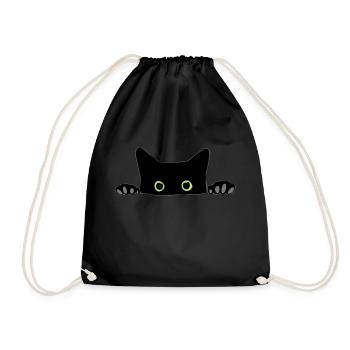 cat - Drawstring Bag - black - Front