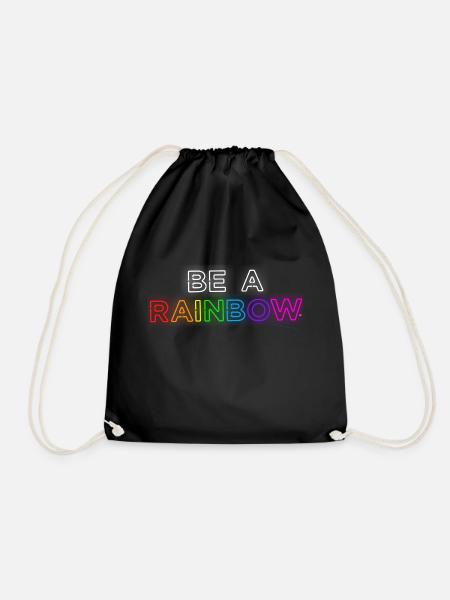lgbtq pride month be a rainbow - Drawstring Bag - black