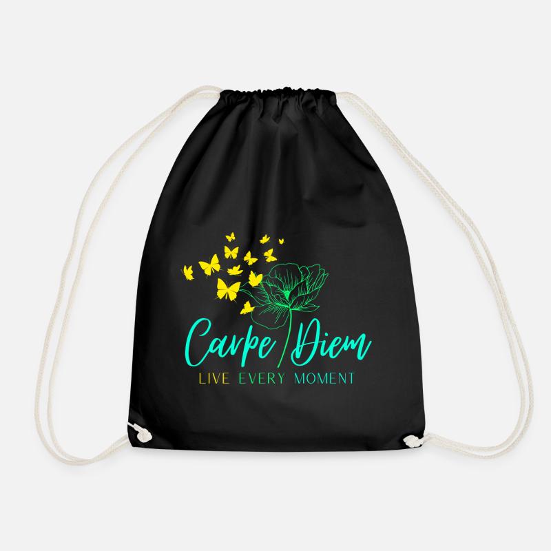 Carpe Diem LIVE EVERY MOMENT - Drawstring Bag - black