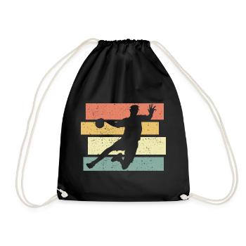 Handball retro vintage handball players - Drawstring Bag - black - Front