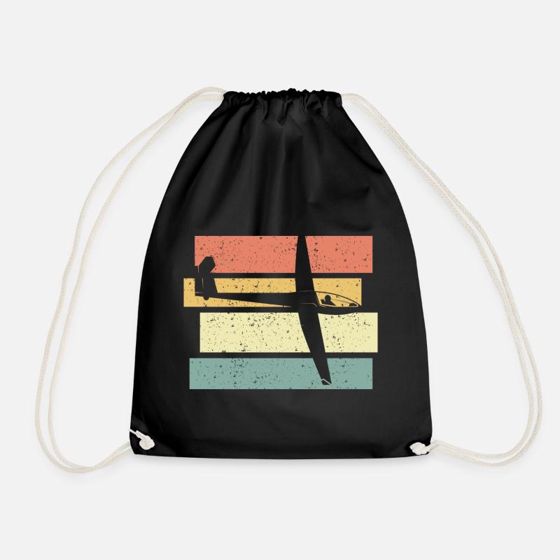 Gliding retro vintage - Drawstring Bag - black