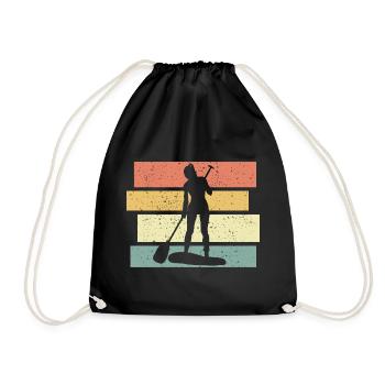 Paddleboard Frauen vintage retro - Turnbeutel - Schwarz - Vorne