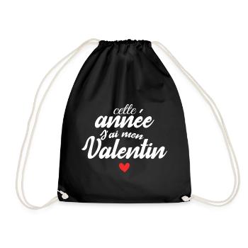 Cette Année j'ai Mon valentin | Couple Cadeau - Sac de sport léger - noir - Devant