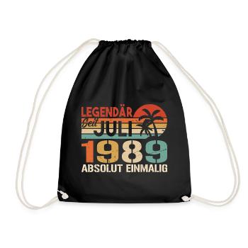1989 Juli Geboren im Juli 1989 - Turnbeutel - Schwarz - Vorne