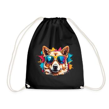 German Shepherd Dog Cool Colorful Sunglasses Trendy - Drawstring Bag - black - Front