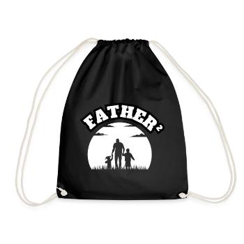 Father² 2 Kids Boy And Girl White - Turnbeutel - Schwarz - Vorne