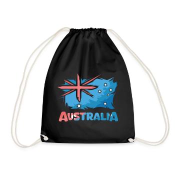 Australia Flag Comic Illustration Icon Logo - Drawstring Bag - black - Front