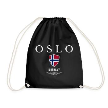 Oslo Norway, elegant and minimalist design - Drawstring Bag - black - Front