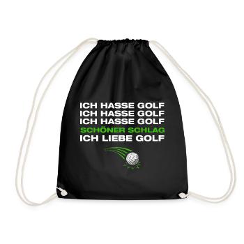 Ich liebe Golf Golfer Golfen - Turnbeutel - Schwarz - Vorne