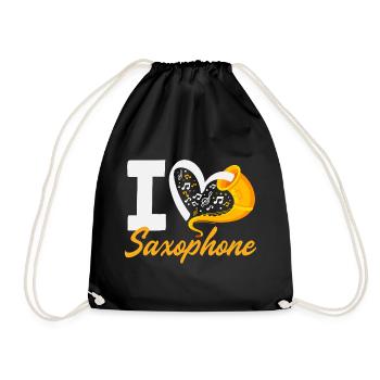 I Love Saxophone Orchestra Band Member - Drawstring Bag - black - Front