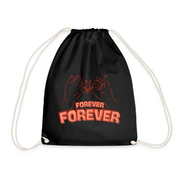 Forever Freundschaft – Hände verbinden Herzen - Turnbeutel - Schwarz - Vorne