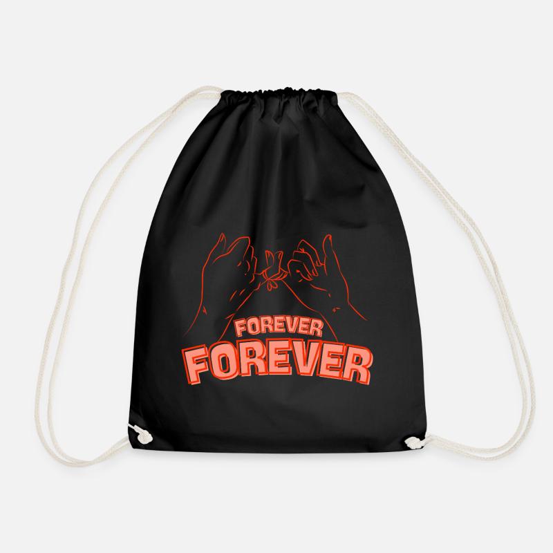 Forever Friendship – Hands Connect Hearts - Drawstring Bag - black