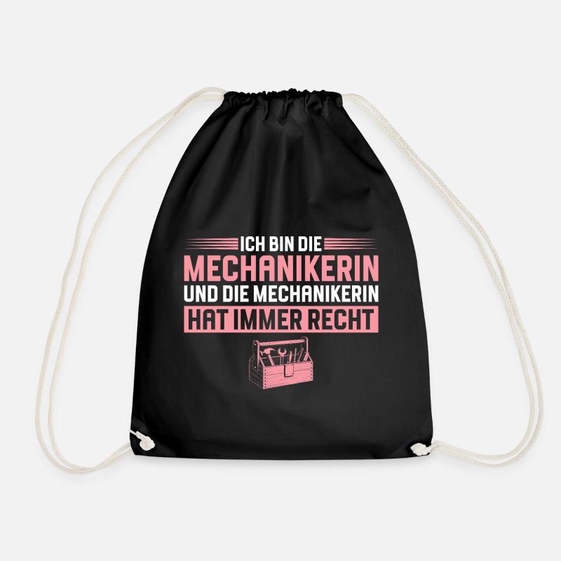 Mechanikerin hat immer recht Handwerkerin - Turnbeutel - Schwarz