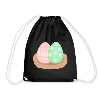 Pastel Easter Egg Duo in Nest - Drawstring Bag - black - Front