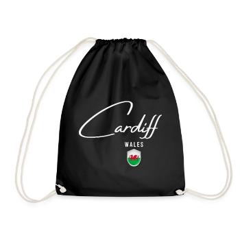 Cardiff Wales, elegant design Cardiff - Drawstring Bag - black - Front