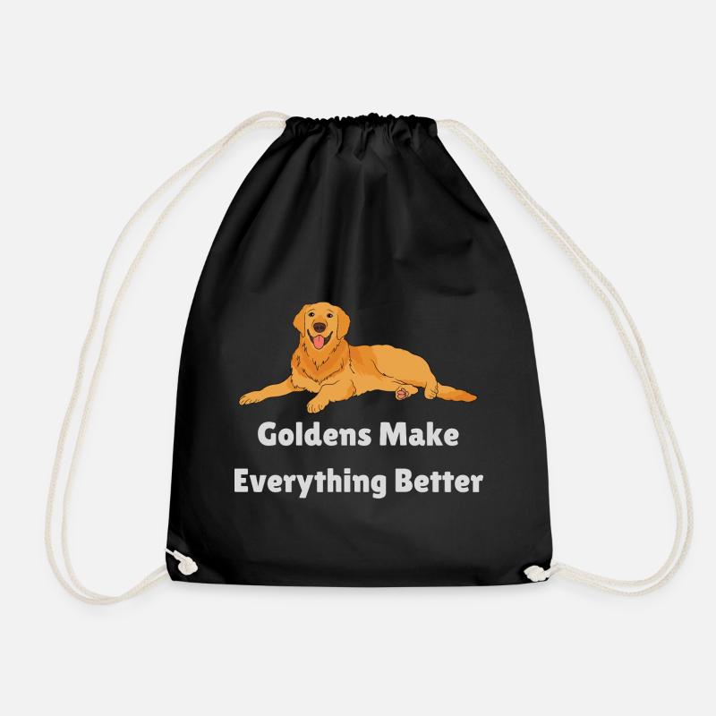 Golden Retrievers Make Everything Better - Drawstring Bag - black