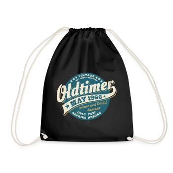 Oldtimer Mai 1966 - Geburtstag - Geschenk - Turnbeutel - Schwarz - Vorne