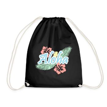 Aloha-tropische Sommerblumen - Turnbeutel - Schwarz - Vorne