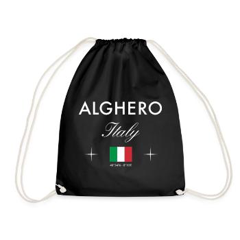 Alghero Sardinien Koordinaten Reise Souvenir - Turnbeutel - Schwarz - Vorne