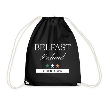Belfast Irland Souvenir – Reise Koordinaten - Turnbeutel - Schwarz - Vorne