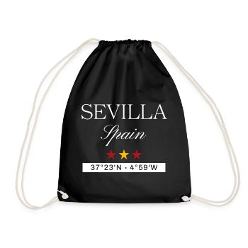 Sevilla Spanien Souvenir – Reise minimalistisch - Turnbeutel - Schwarz - Vorne