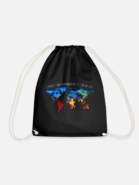 I Have not Been Everywhere But It's On My List - Drawstring Bag - black