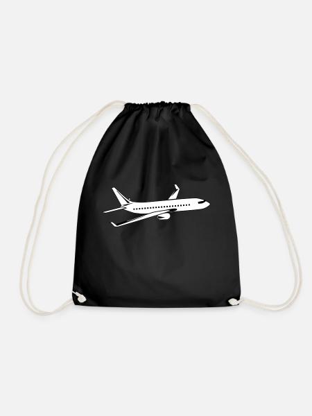 plane - Drawstring Bag - black