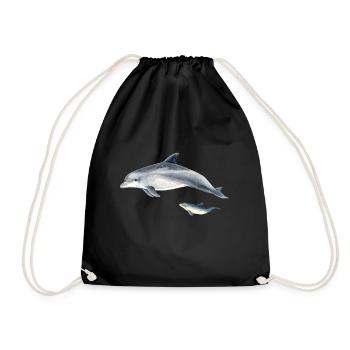 Großer Tümmler - Grand Dauphins - Tümmler - Turnbeutel - Schwarz - Vorne