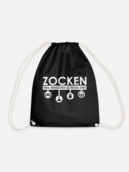 Zocken Menschen Sind Scheisse Gamer - Turnbeutel - Schwarz