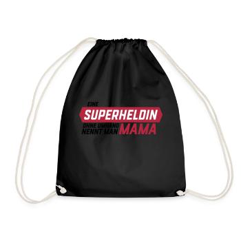 Superheld ohne Umhang Mama - Turnbeutel - Schwarz - Vorne