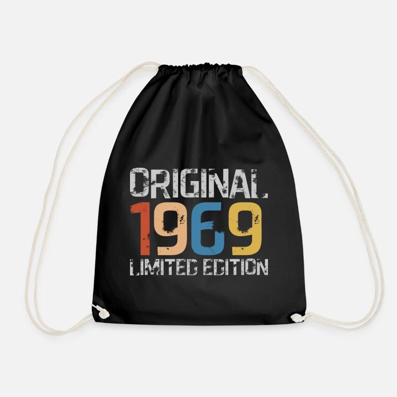 1969 Vintage Retro Birthday - Drawstring Bag - black