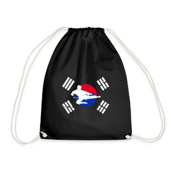 Combattant de Taekwondo avec le drapeau de la Corée du Sud - Sac de sport léger - noir - Devant