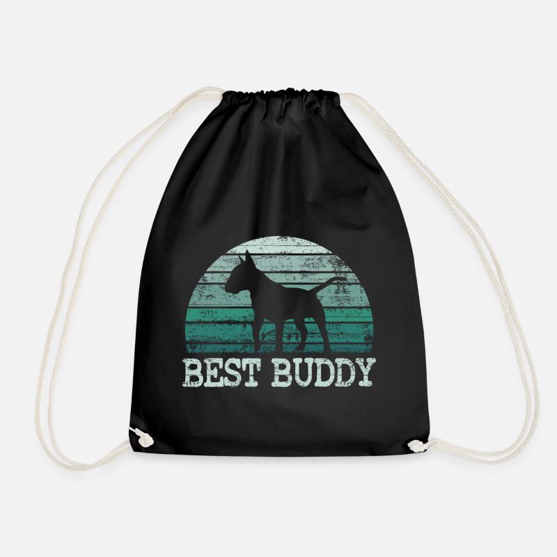 Bull Terrier Vintage Dog Lover Gift - Drawstring Bag - black