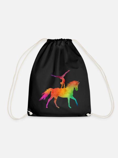 Voltigieren Aquarell Look - Turnbeutel - Schwarz