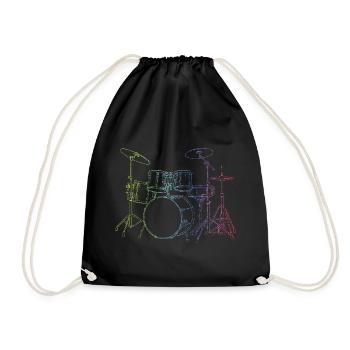 Drumset Sticks Schlagzeuger Schlagzeug Drummer - Turnbeutel - Schwarz - Vorne