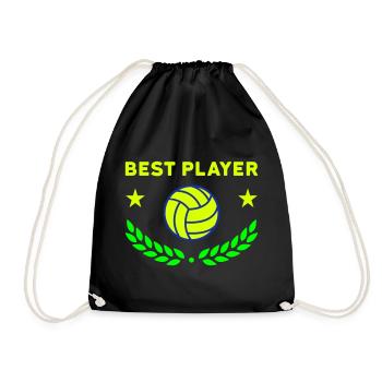 Best player (volleyball, stars, laurel wreath) - Drawstring Bag - black - Front