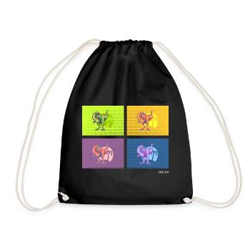 DIN O4 (Dinosaur Pop Art Edition) - Drawstring Bag - black - Front