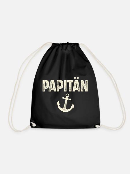 Papitän Kapitän Papa Vater Vatertag Segeln - Turnbeutel - Schwarz