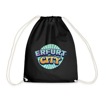 Erfurt Germany City Font Pop Art Comic - Drawstring Bag - black - Front