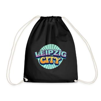 Leipzig Germany City Font Pop Art Comic - Drawstring Bag - black - Front