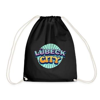Lübeck Germany City Font Pop Art Comic - Drawstring Bag - black - Front