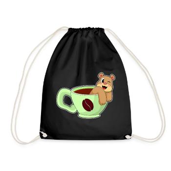 Bear cup of coffee - Drawstring Bag - black - Front