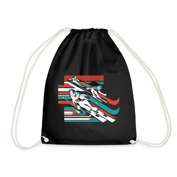 skiing winter sports snow winter - Drawstring Bag - black - Front