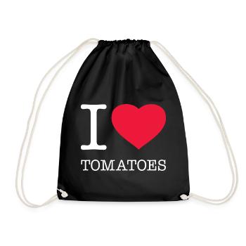 I LOVE TOMATOES Tomaten - Turnbeutel - Schwarz - Vorne