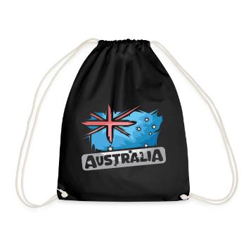 Australia Illustration Flag Comic Icon Logo - Drawstring Bag - black - Front