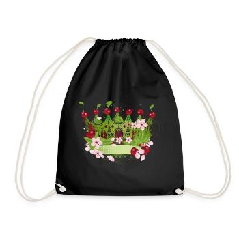 Motif of a cherry crown with flowers and leaves - Drawstring Bag - black - Front
