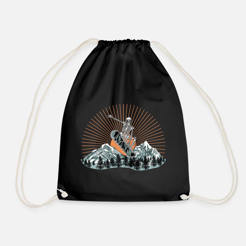 Kallio Surf Skeleton Design - Drawstring Bag - black